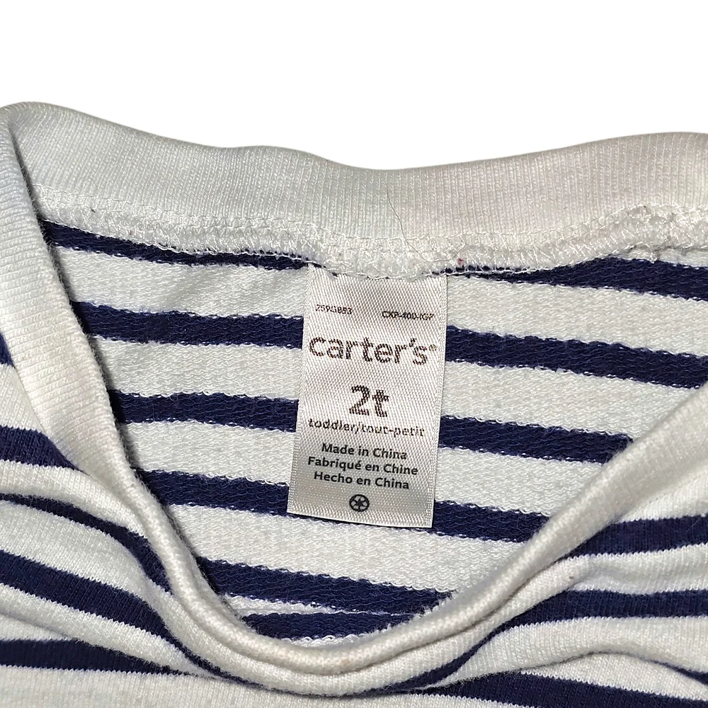 Carter's Black and White‎ Striped Long Sleeve with Red Heart Accents